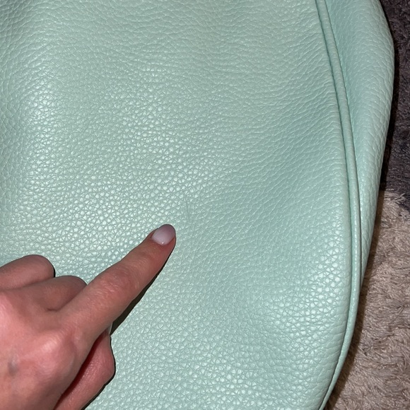 Aqua slouchy purse with adjustable/removable cross body strap - Picture 5 of 14